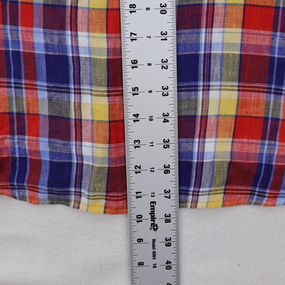 Ralph Lauren Shirt Linen Mens 3XLT Red Blue Yellow Plaid Button-Down - Picture 9 of 10